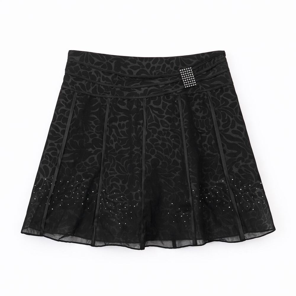 Whimsygoth Y2K Black Mini Skirt Gothic‎ Burned out Velvet Dark Fairie Size Large